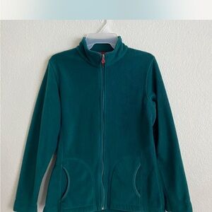 Woolrich Teal Fleece Jacket with Red Trim